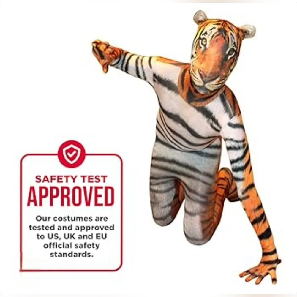 NEW Morphsuits Tiger Zip Up One Piece Animal Costume Kids Large Halloween